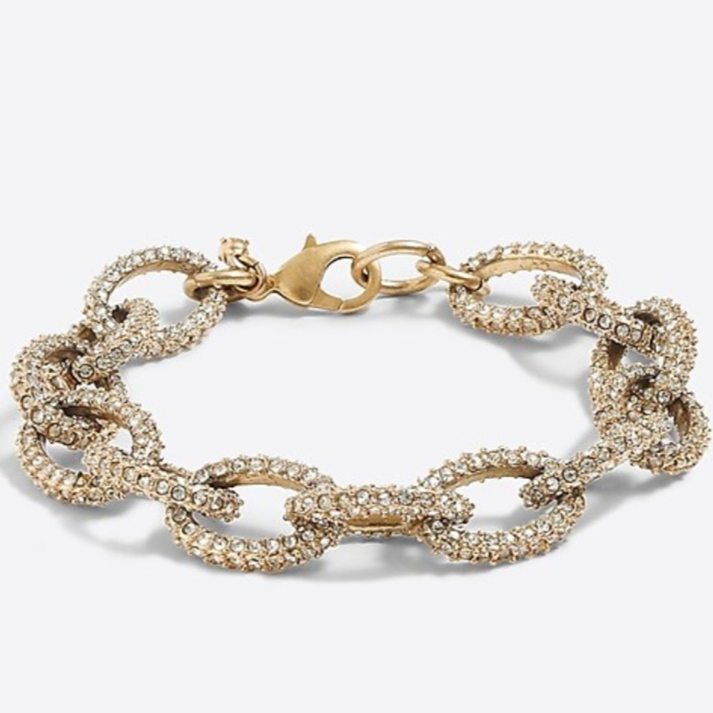 J. Crew gold chain link pave bracelet